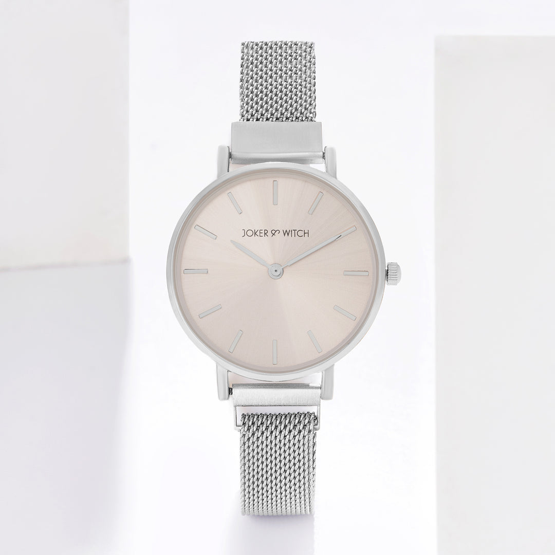 Natalie Pink Medium Dial Silver Magnetic Strap Women's Watch