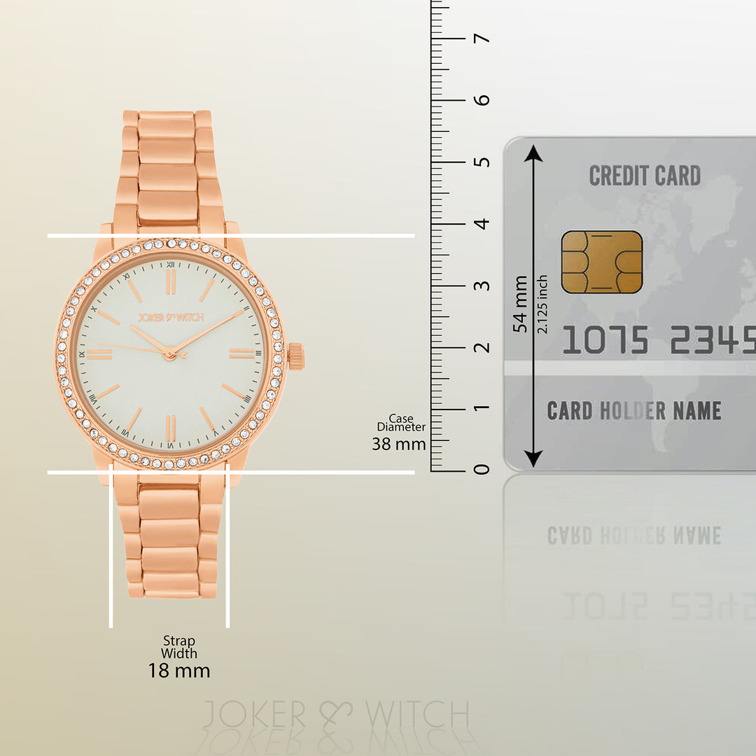 Halo Grey Large Rhinestone Dial Rose Gold Linked Chain Strap Women's Watch