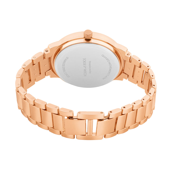 Halo Grey Large Rhinestone Dial Rose Gold Linked Chain Strap Women's Watch