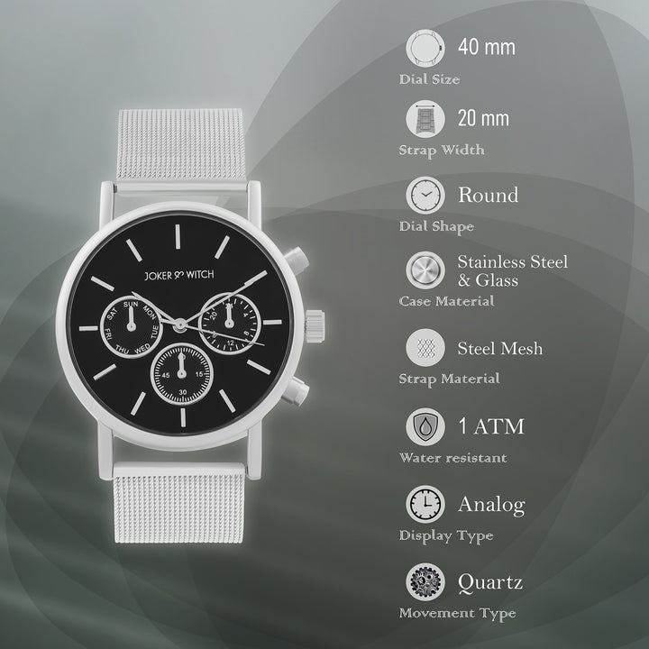 Moscow Black Large Dial Silver Mesh Strap Women's Watch