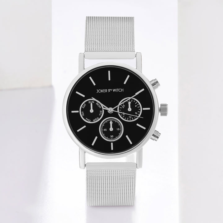 Moscow Black Large Dial Silver Mesh Strap Women's Watch