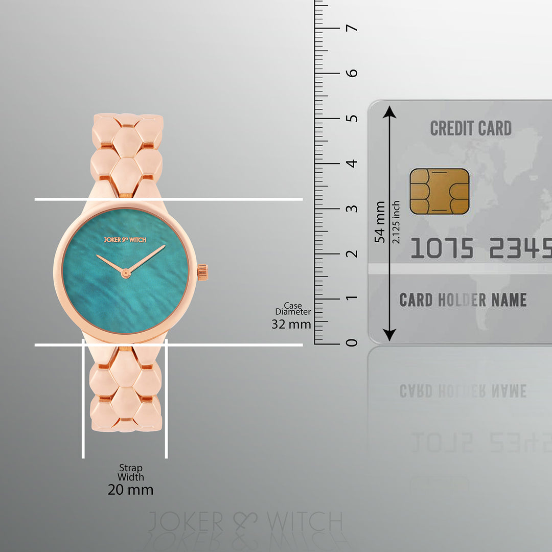 Athens Teal Medium Dial Rose Gold Bracelet Strap Women's Watch