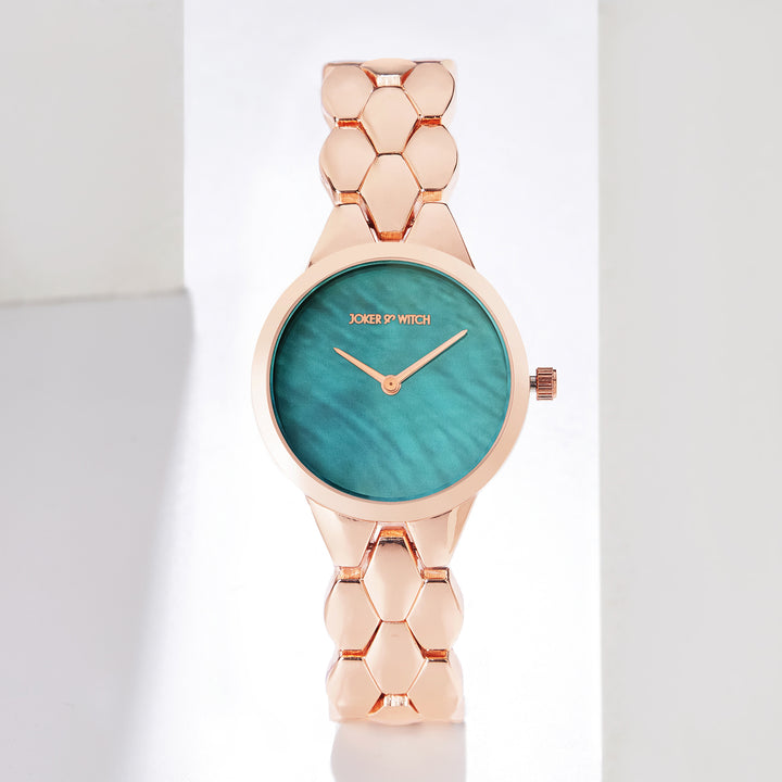 Athens Teal Medium Dial Rose Gold Bracelet Strap Women's Watch