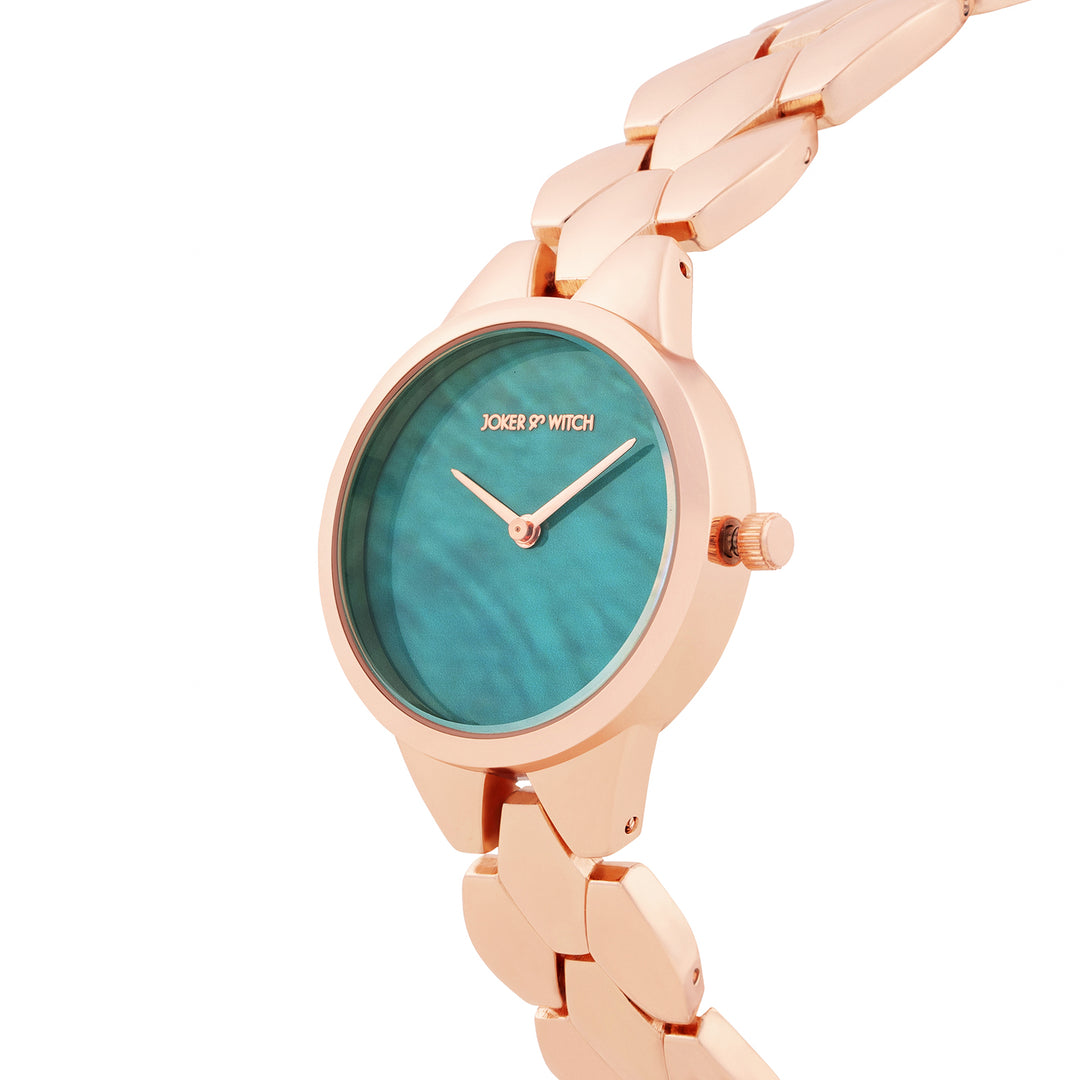 Athens Teal Medium Dial Rose Gold Bracelet Strap Women's Watch
