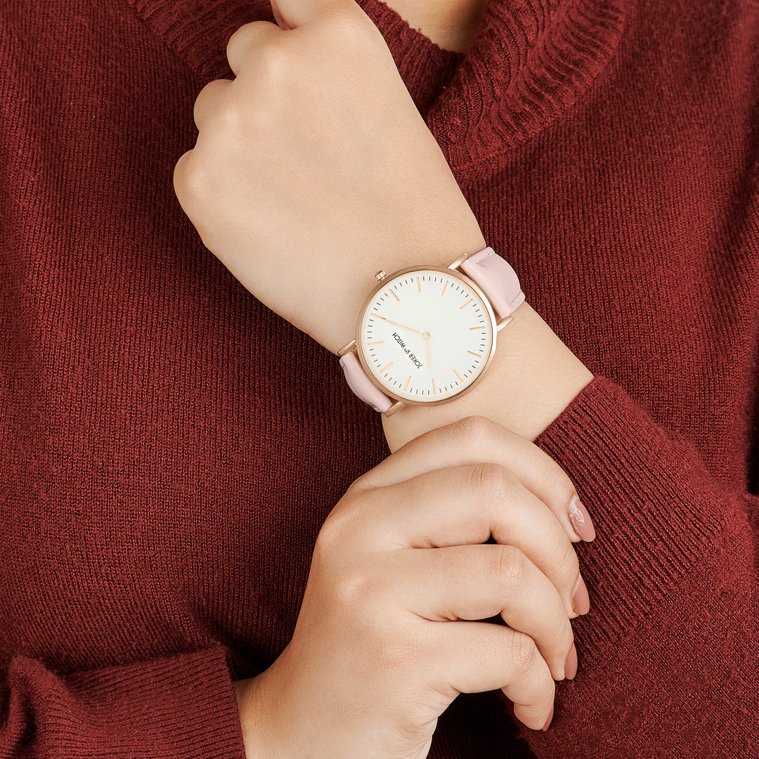 Hope White Large Dial Lavender PU Strap Women's Watch