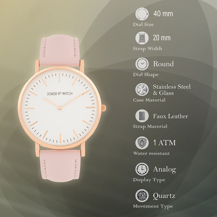 Hope White Large Dial Lavender PU Strap Women's Watch