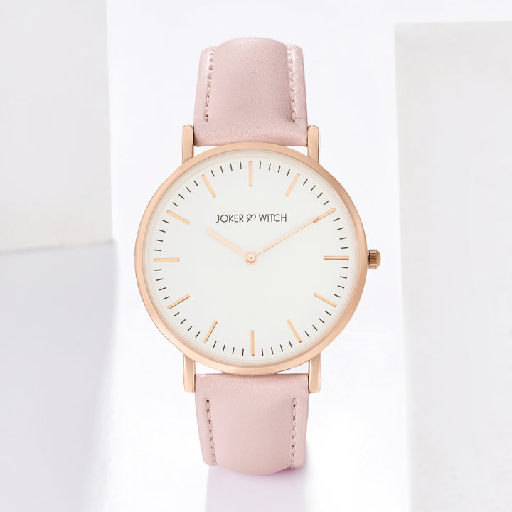 Hope White Large Dial Lavender PU Strap Women's Watch