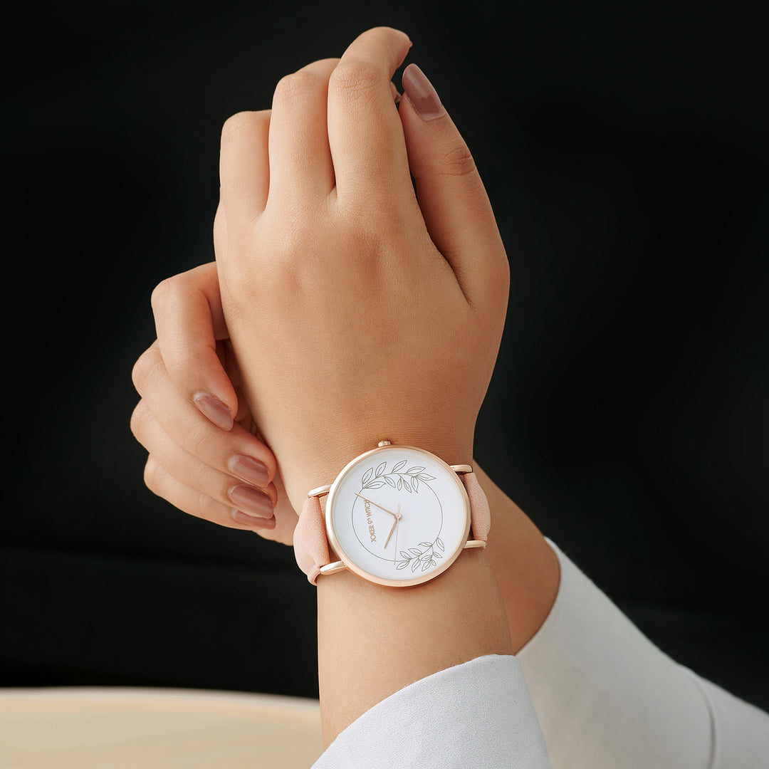 Hope Printed Large Dial Pink PU Strap Women's Watch