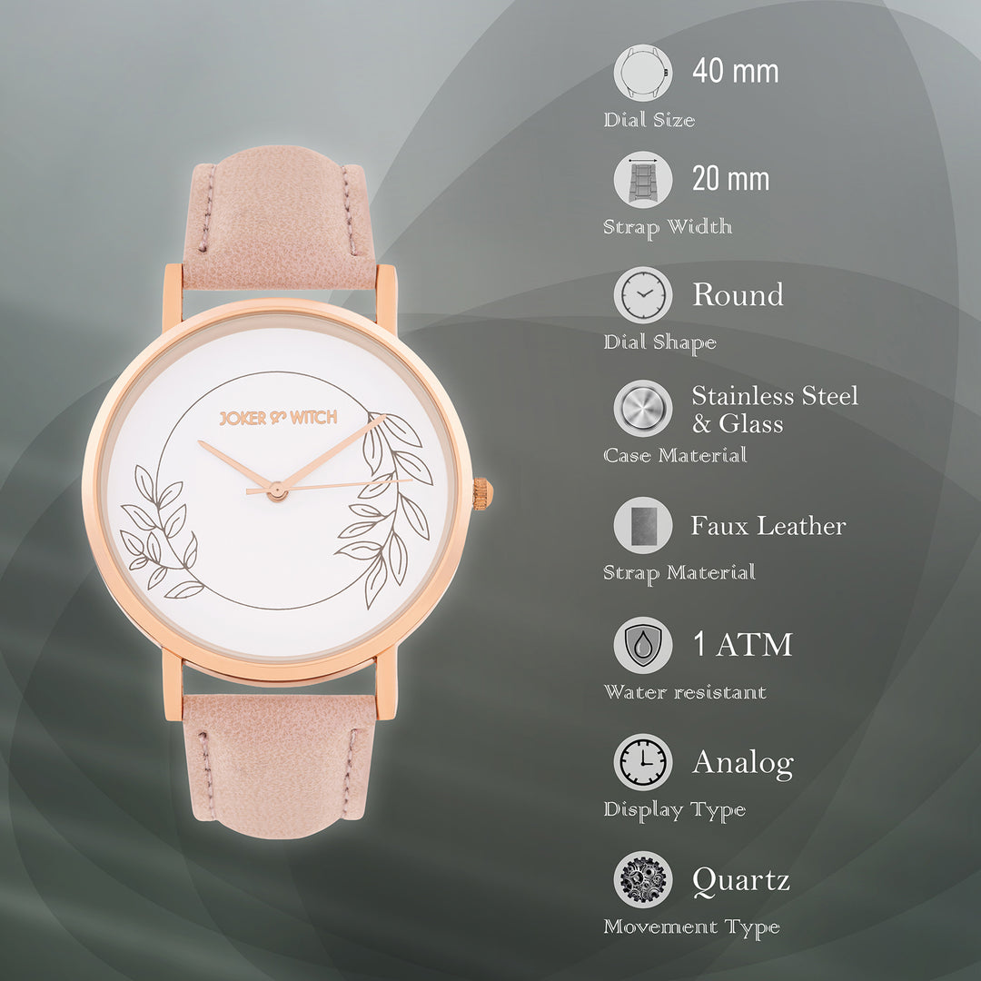 Hope Printed Large Dial Pink PU Strap Women's Watch