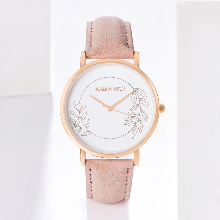 Hope Printed Large Dial Pink PU Strap Women's Watch