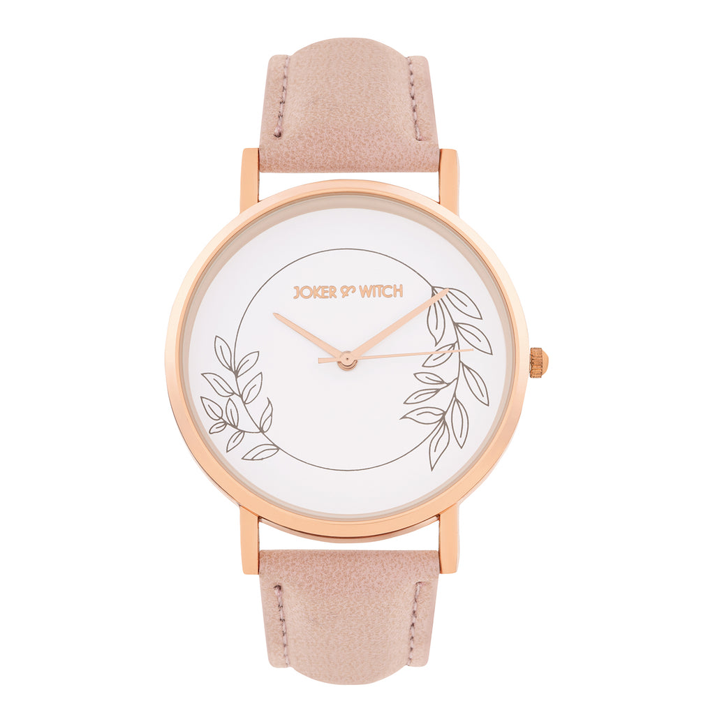 Hope Printed Large Dial Pink PU Strap Women's Watch