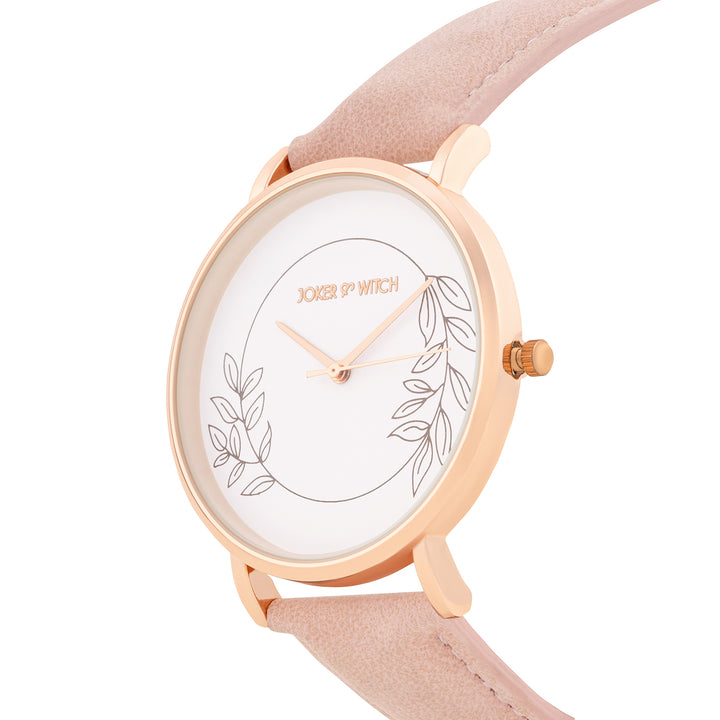 Hope Printed Large Dial Pink PU Strap Women's Watch