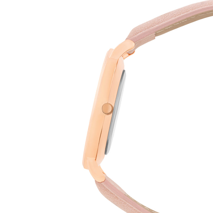 Hope Printed Large Dial Pink PU Strap Women's Watch