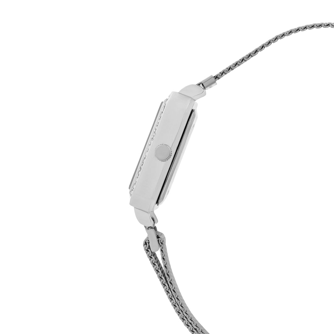 Octa Black Small Square Rhinestone Dial Silver Magnetic Strap Women's Watch