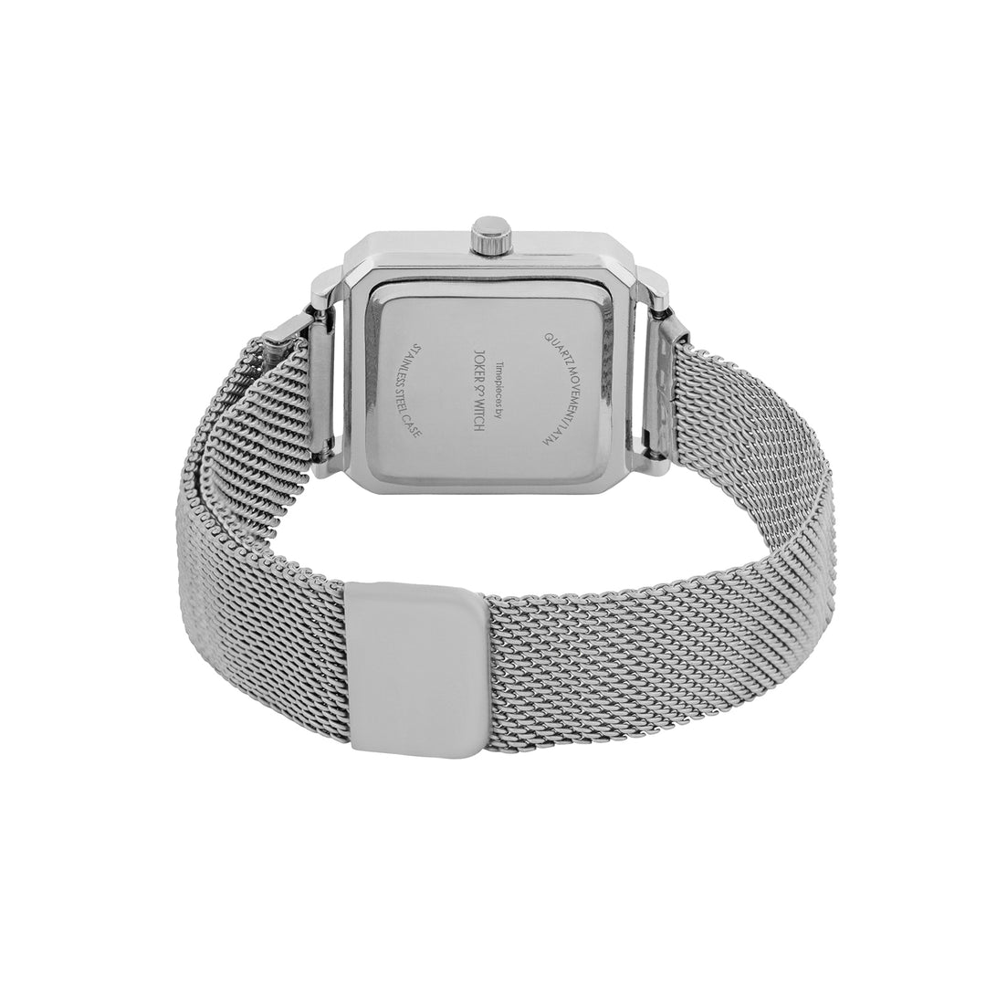 Octa Pink Small Square Rhinestone Dial Silver Magnetic Strap Women's Watch