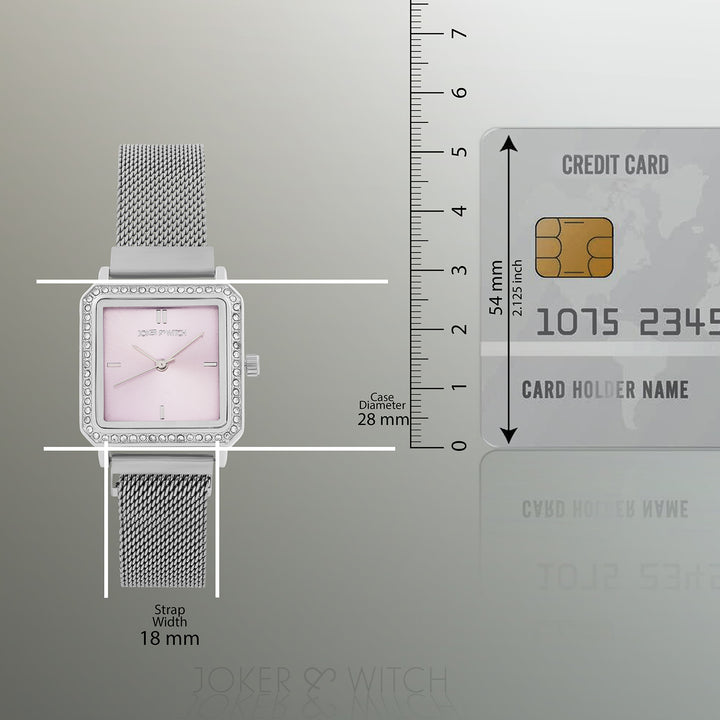 Octa Lavender Small Square Rhinestone Dial Silver Magnetic Strap Women's Watch