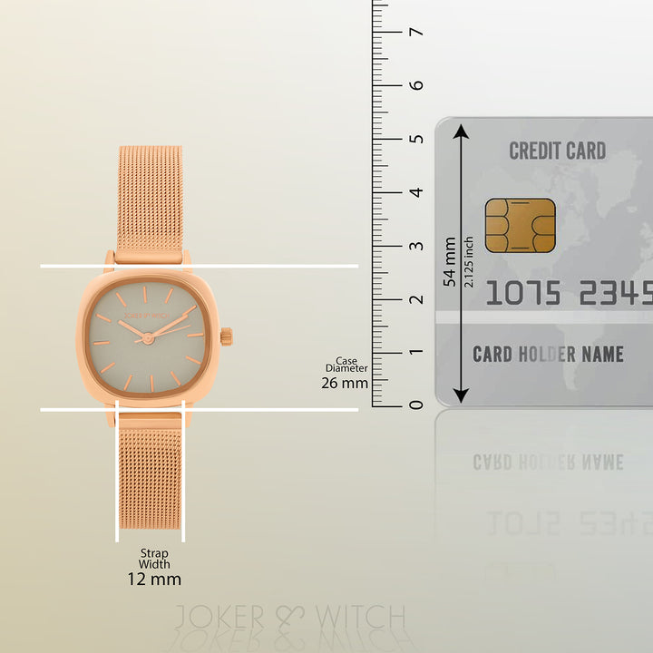 Cinque Grey Mini Square Dial Rose Gold Mesh Strap Women's Watch