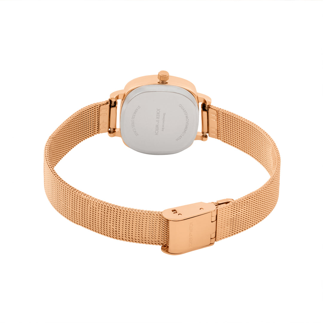 Cinque Grey Mini Square Dial Rose Gold Mesh Strap Women's Watch