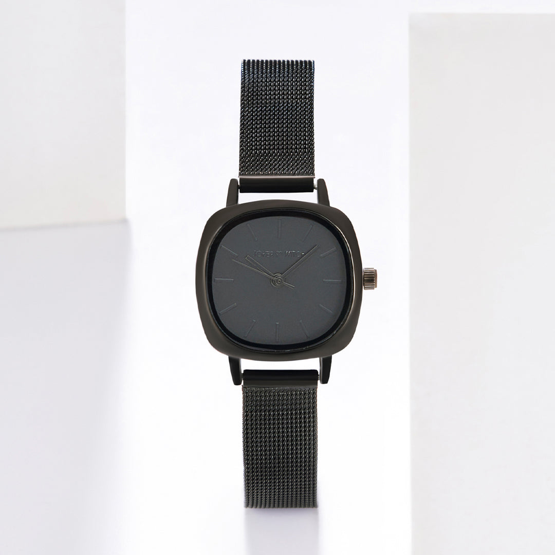 Cinque Black Mini Square Dial Mesh Strap Women's Watch