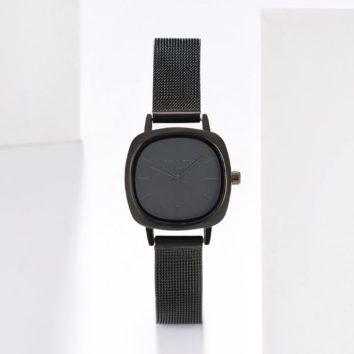 Cinque Black Mini Square Dial Mesh Strap Women's Watch
