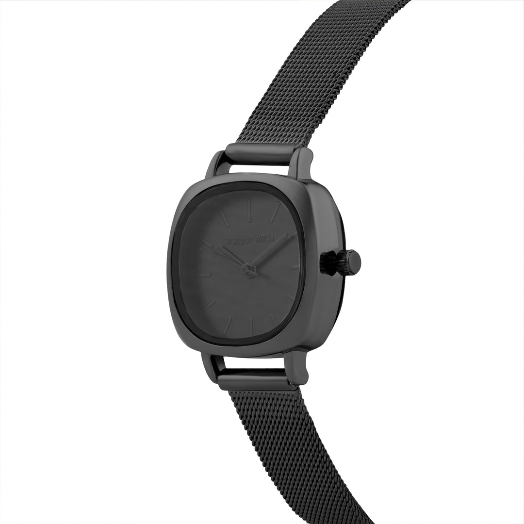 Cinque Black Mini Square Dial Mesh Strap Women's Watch