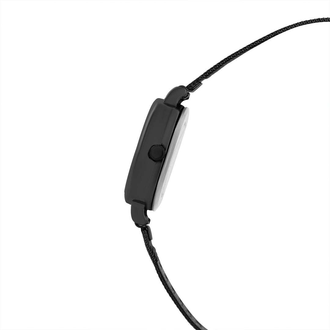 Cinque Black Mini Square Dial Mesh Strap Women's Watch