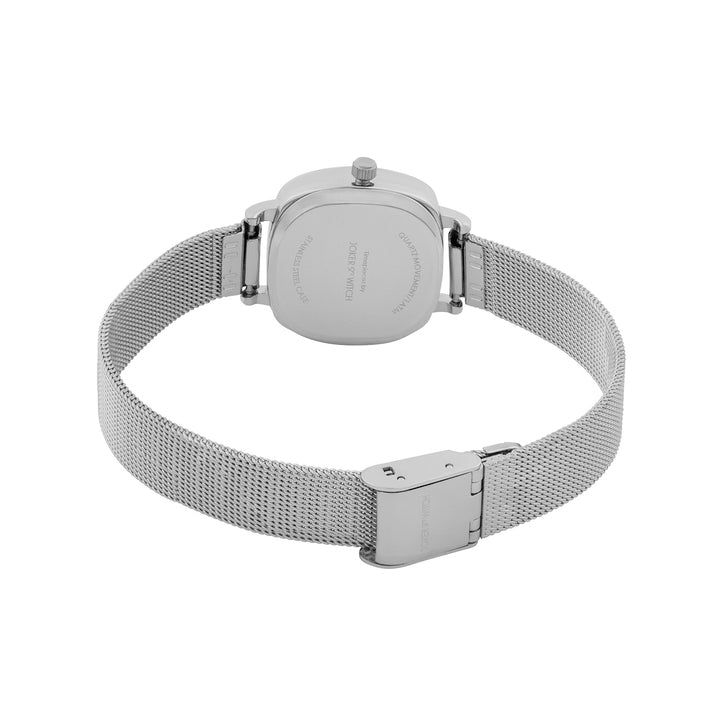 Cinque Black Mini Square Dial Silver Mesh Strap Women's Watch