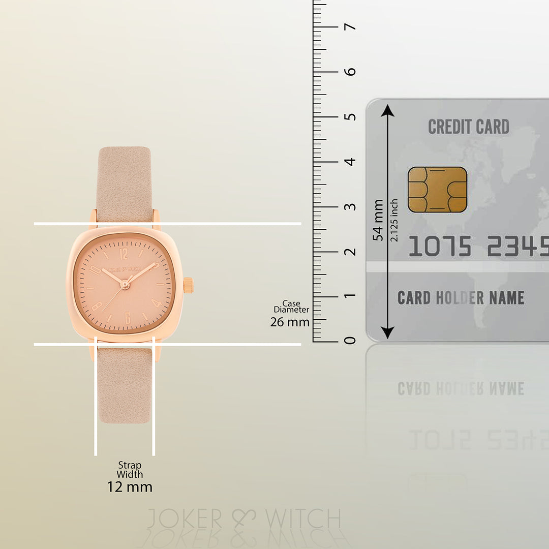 Cinque Rose Gold Mini Square Dial Mauve PU Strap Women's Watch