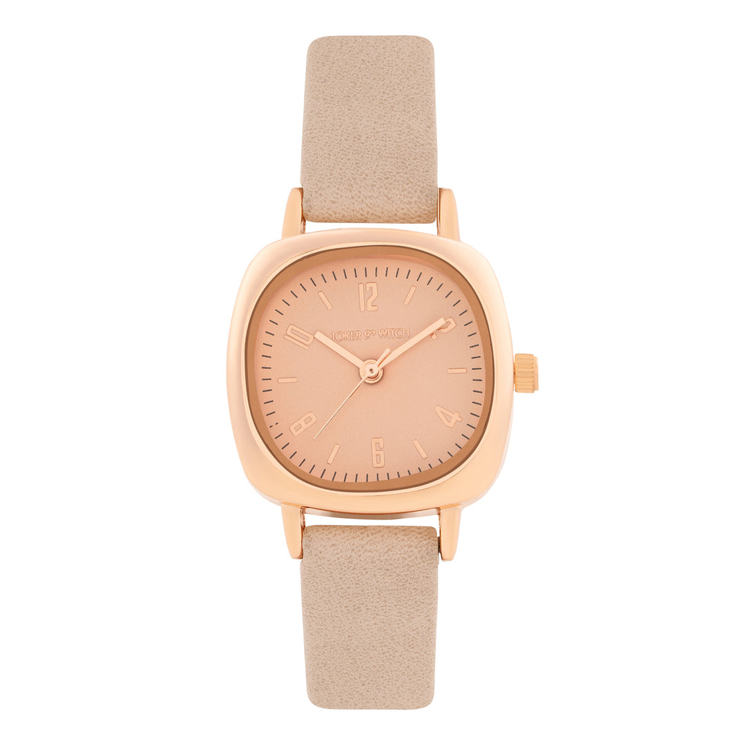 Cinque Rose Gold Mini Square Dial Mauve PU Strap Women's Watch