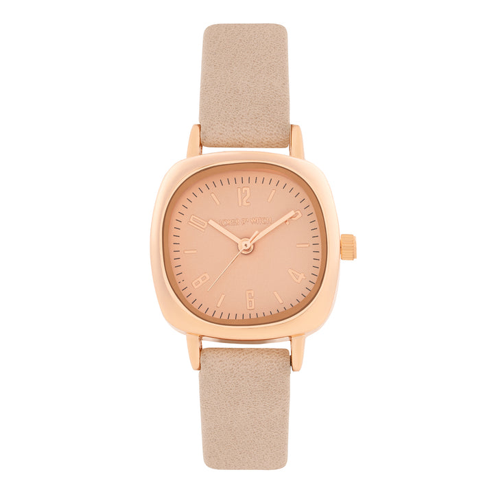 Cinque Rose Gold Mini Square Dial Mauve PU Strap Women's Watch