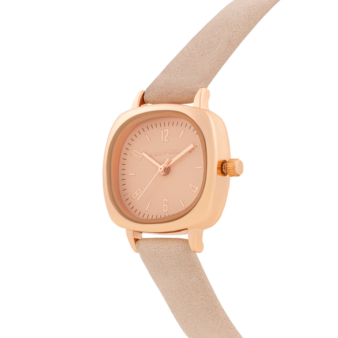 Cinque Rose Gold Mini Square Dial Mauve PU Strap Women's Watch