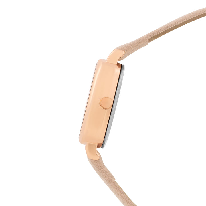 Cinque Rose Gold Mini Square Dial Mauve PU Strap Women's Watch