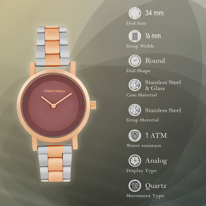 Amsterdam Taupe Medium Dial Dual Tone Linked Chain Strap Women's Watch