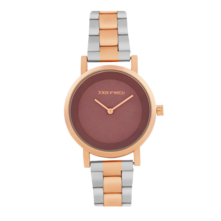 Amsterdam Taupe Medium Dial Dual Tone Linked Chain Strap Women's Watch