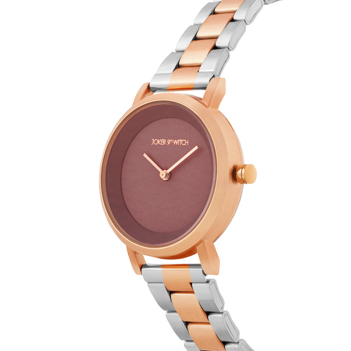 Amsterdam Taupe Medium Dial Dual Tone Linked Chain Strap Women's Watch