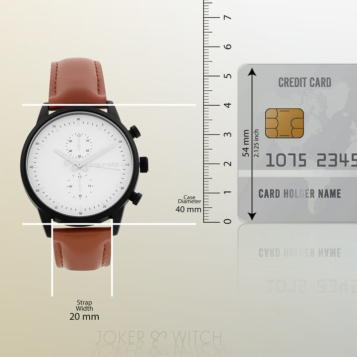 Beetle White Large Dial Brown PU Strap Men's Watch