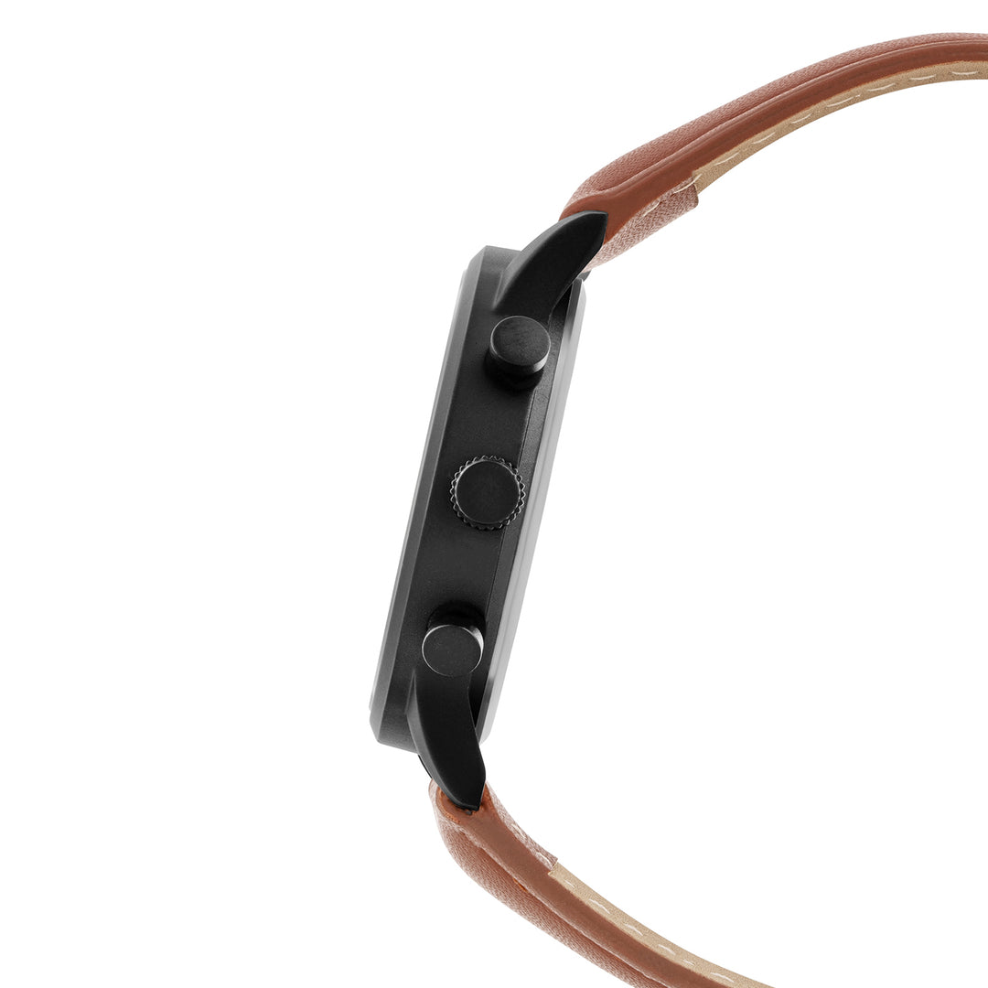 Beetle White Large Dial Brown PU Strap Men's Watch