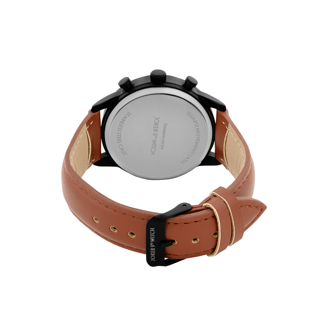 Beetle White Large Dial Brown PU Strap Men's Watch