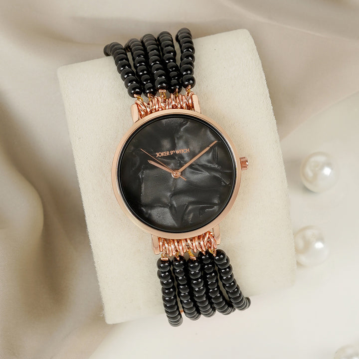 Alessandra Black MOP Medium Dial Pearl Strap Women's Watch