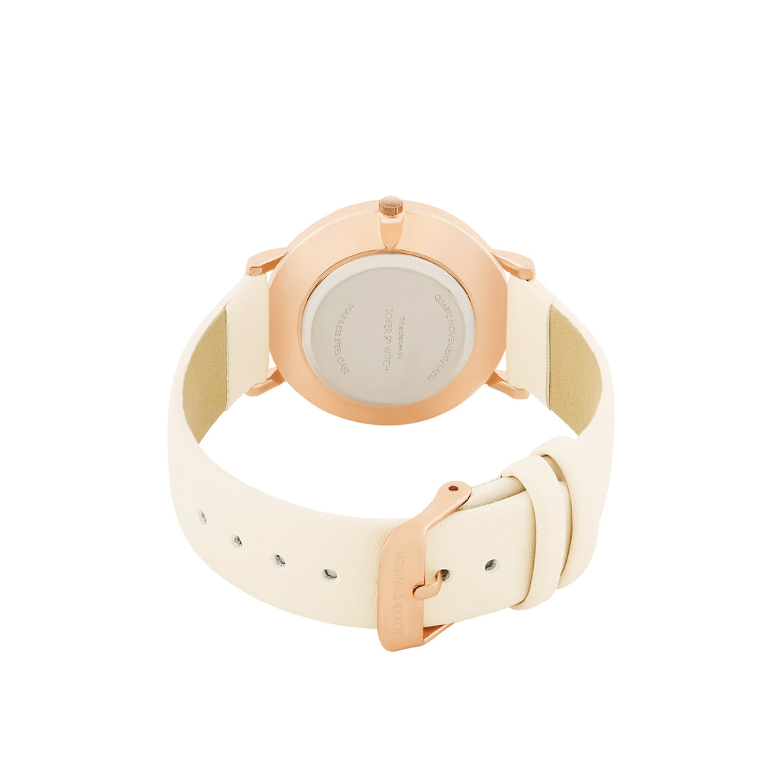 Printed Cream Beige Medium Dial PU Strap Women's Watch