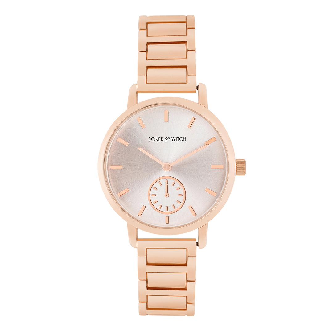 Taila Silver Medium Dial Rose Gold Linked Chain Strap Women's Watch