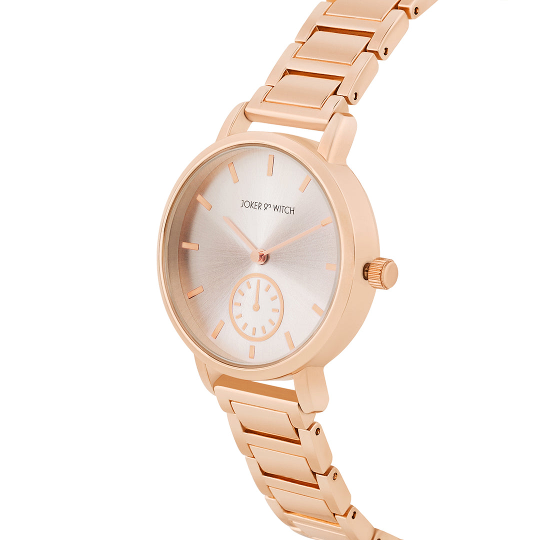 Taila Silver Medium Dial Rose Gold Linked Chain Strap Women's Watch
