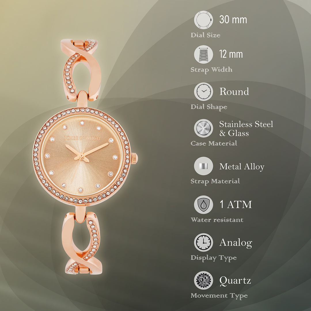 Noella Rose Gold Small Rhinestone Dial Bracelet Strap Women's Watch