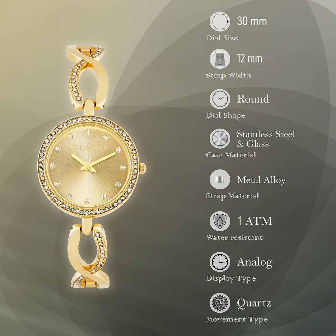 Noella Gold Small Rhinestone Dial Bracelet Strap Women's Watch