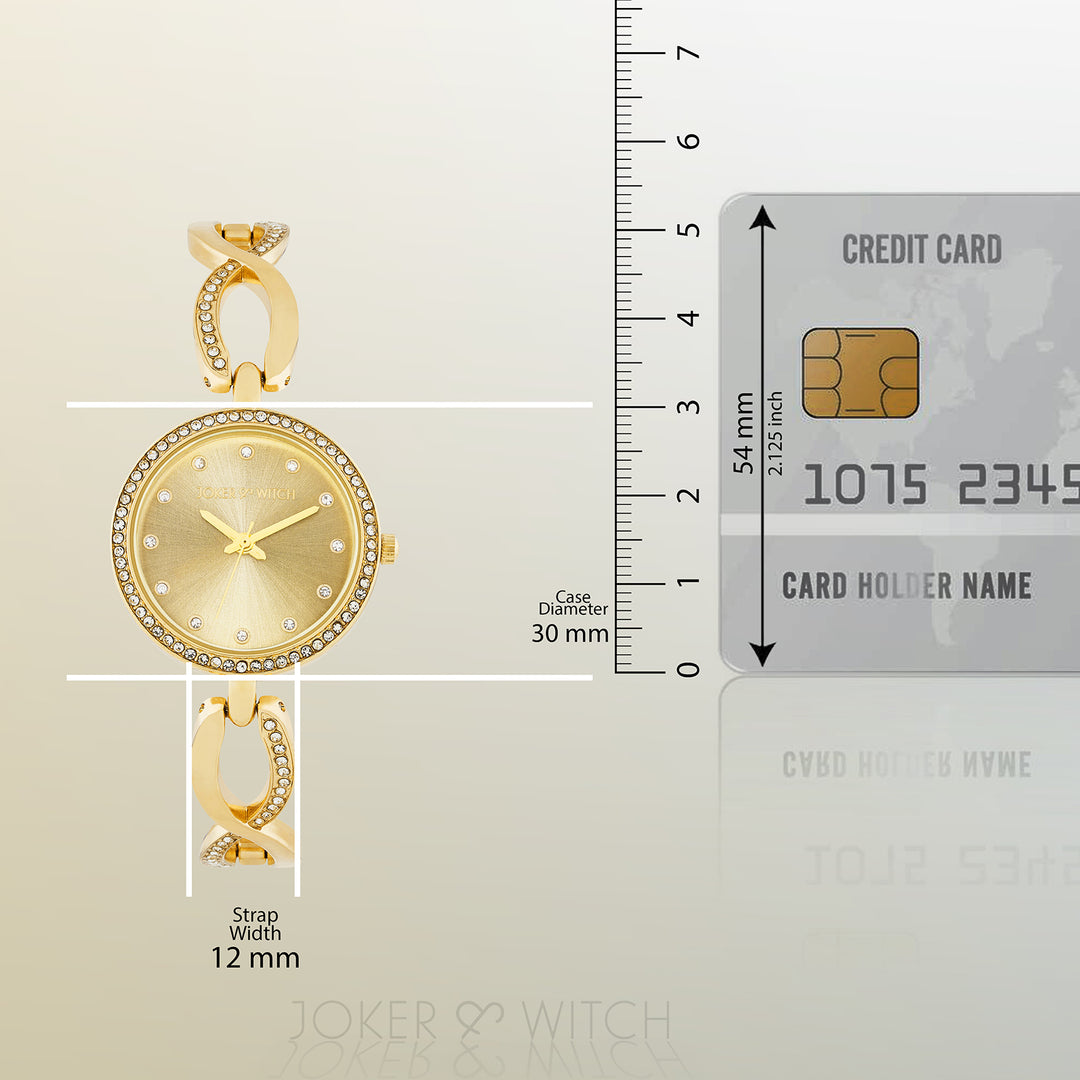 Noella Gold Small Rhinestone Dial Bracelet Strap Women's Watch