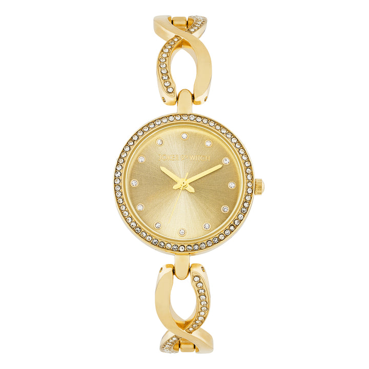 Noella Gold Small Rhinestone Dial Bracelet Strap Women's Watch