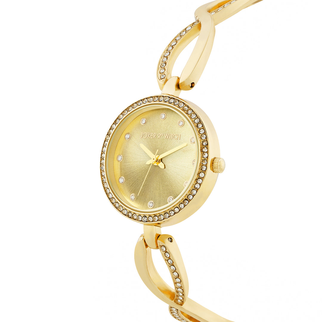 Noella Gold Small Rhinestone Dial Bracelet Strap Women's Watch