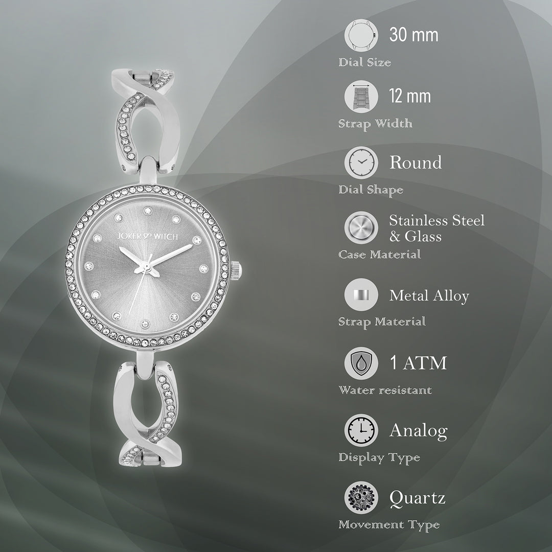 Noella Silver Small Rhinestone Dial Bracelet Strap Women's Watch