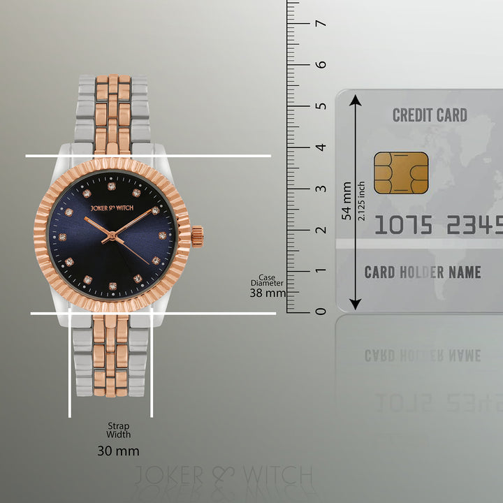 Meridian Blue Large Dial Dual Tone Linked Chain Strap Women's Watch