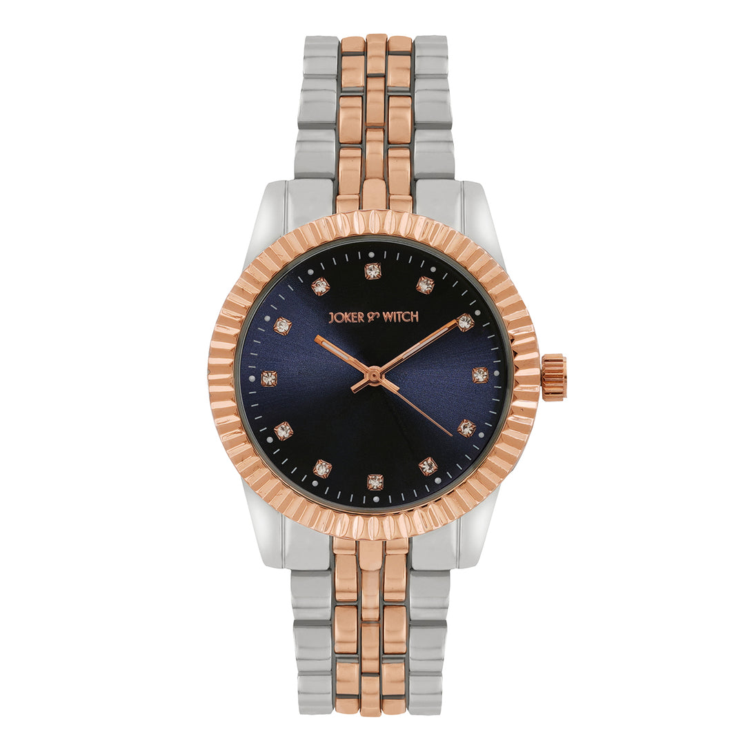 Meridian Blue Large Dial Dual Tone Linked Chain Strap Women's Watch